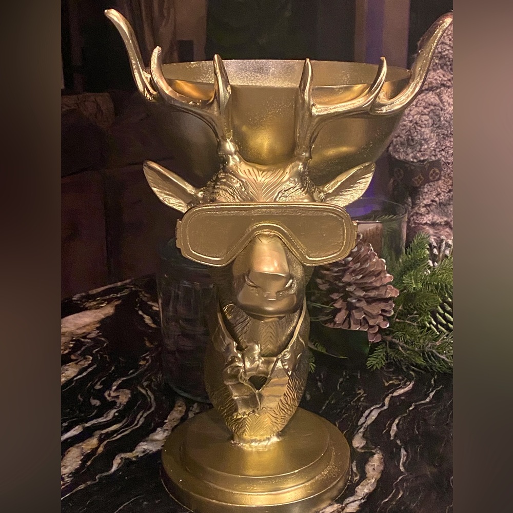The ultimate luxury cabin ski reindeer stag punch bowl drink statue champagne